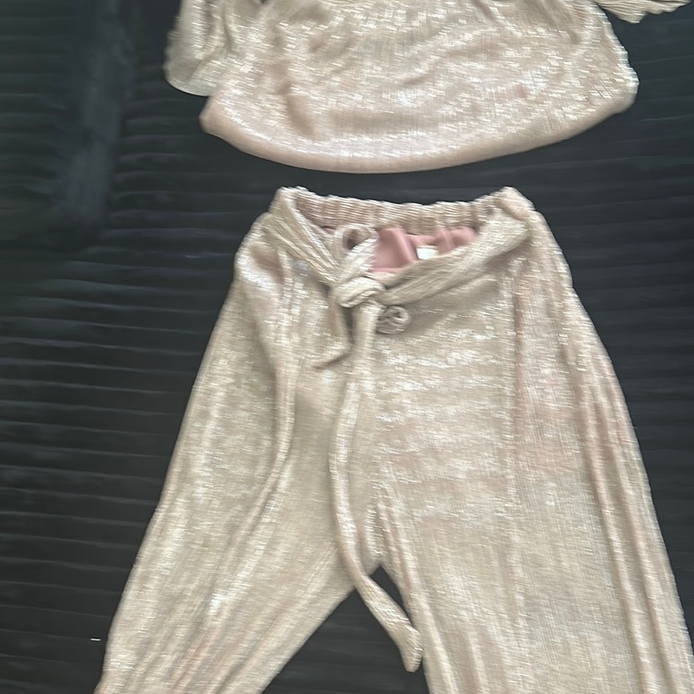 Blue Blush Tan Wide Leg Pants